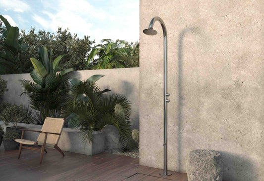 Cometa Outdoor Shower Column in Stainless Steel - Nattura Shower