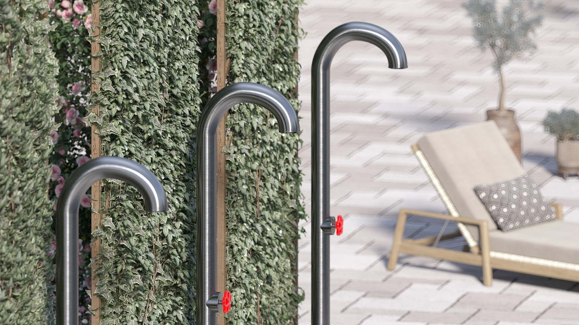 Nattura Shower - Titano 4900 Outdoor Shower Column Above View 