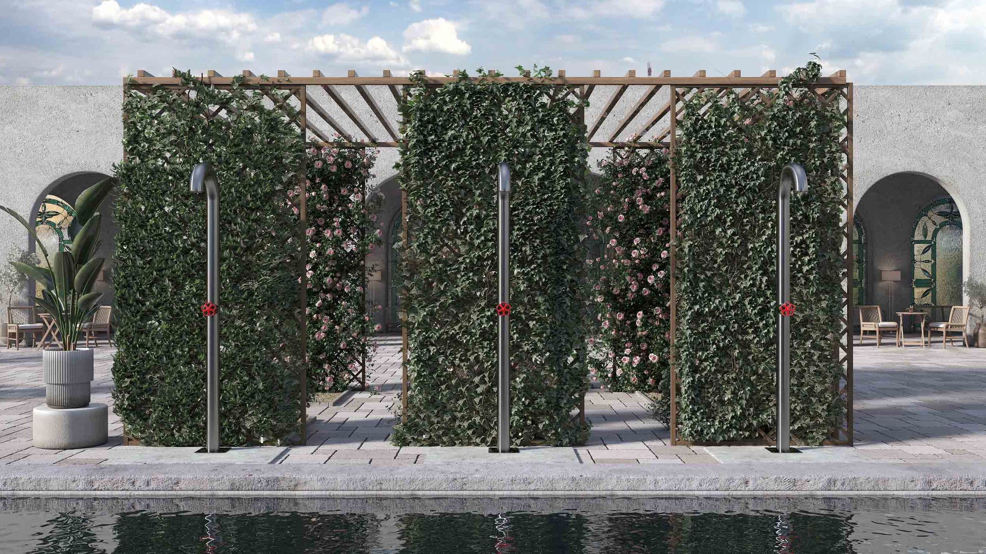 Nattura Shower - Titano 4900 Outdoor Shower Column Front View 